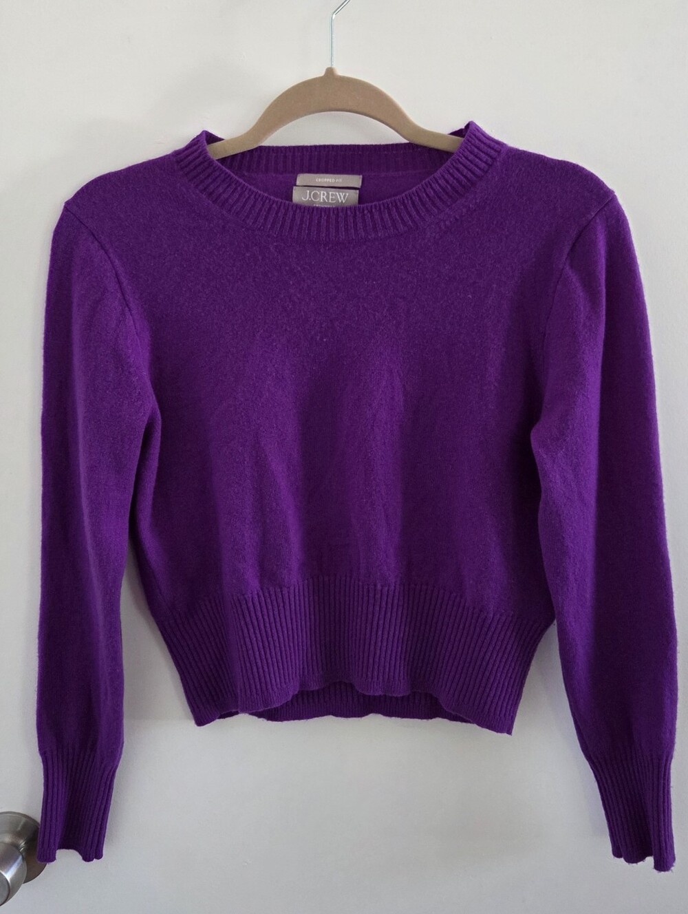 J.Crew Cashmere Cropped Fit Crewneck Sweater Purple Size Small